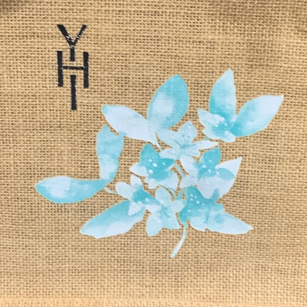 UT Bags Tan Jute Floral Tote Bag Blue Flower Eco Friendly Market‎ Bag SIN 112